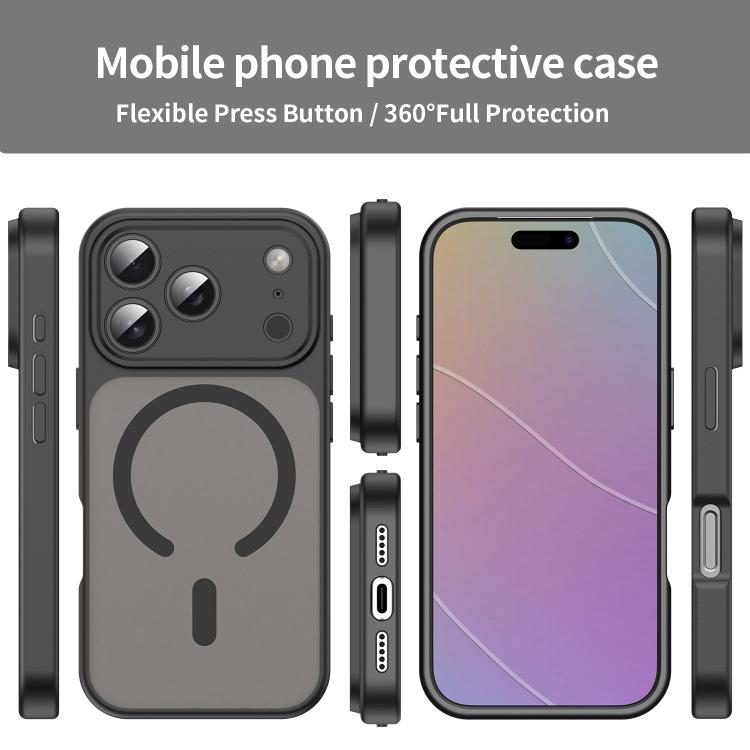 Custodia per telefono magnetica ibrida in PC TPU traslucido satinato con foro per fotocamera di precisione della serie Fanying, For iPhone 17 Pro, For iPhone 17