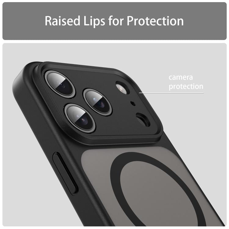 Custodia per telefono magnetica ibrida in PC TPU traslucido satinato con foro per fotocamera di precisione della serie Fanying, For iPhone 17 Pro, For iPhone 17