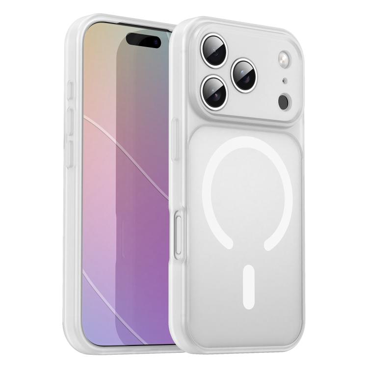 Custodia per telefono magnetica ibrida in PC TPU traslucido satinato con foro per fotocamera di precisione della serie Fanying, For iPhone 17 Pro, For iPhone 17