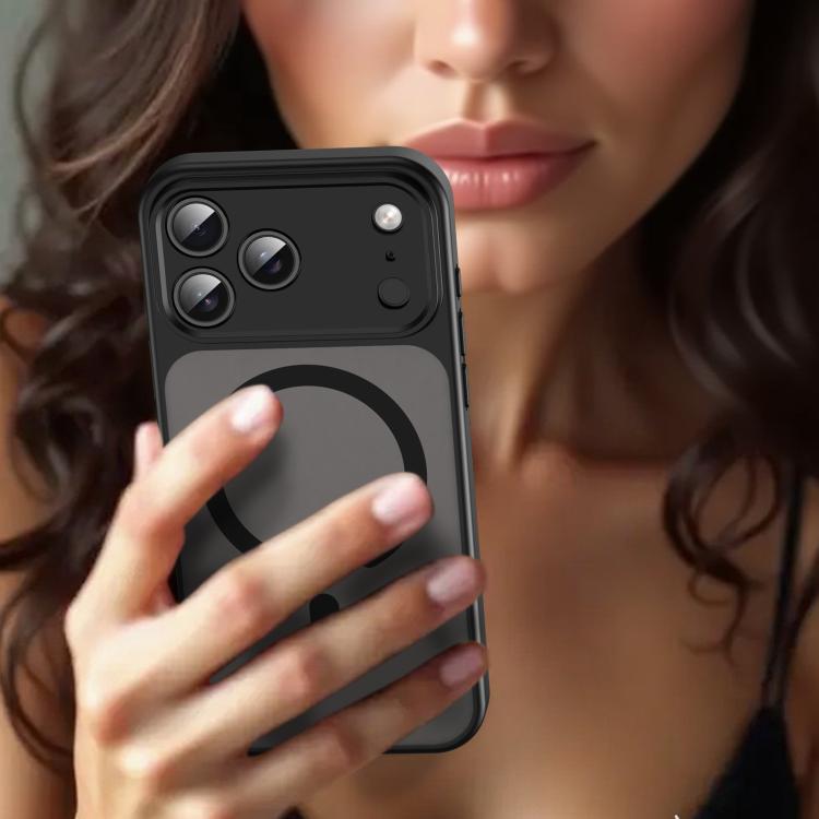 Custodia per telefono magnetica ibrida in PC TPU traslucido satinato con foro per fotocamera di precisione della serie Fanying, For iPhone 18 Pro, For iPhone 18 Pro Max