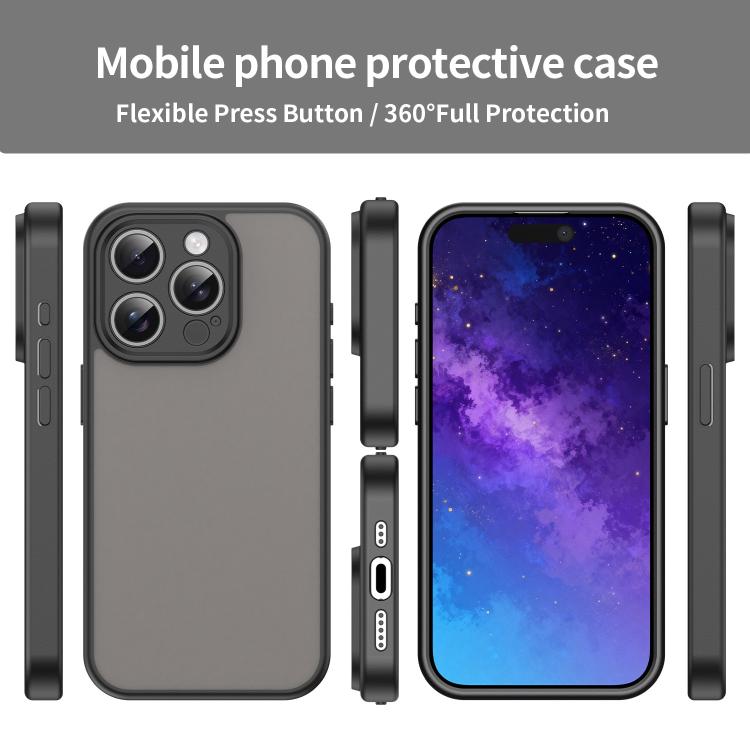 Custodia per telefono Fanying Series con foro per fotocamera di precisione, in PC ibrido TPU traslucido satinato, finitura ibrida TPU traslucida, ibrida in TPU., For iPhone 15 Pro, For iPhone 15 Plus