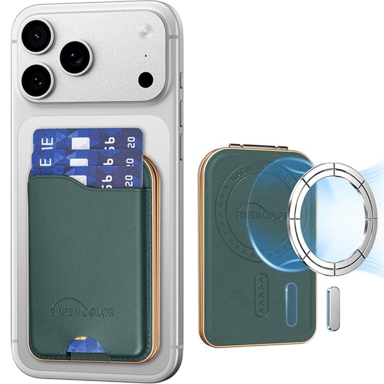BFK47 Portafoglio in pelle con cerniera in metallo, specchio magnetico e funzione di supporto