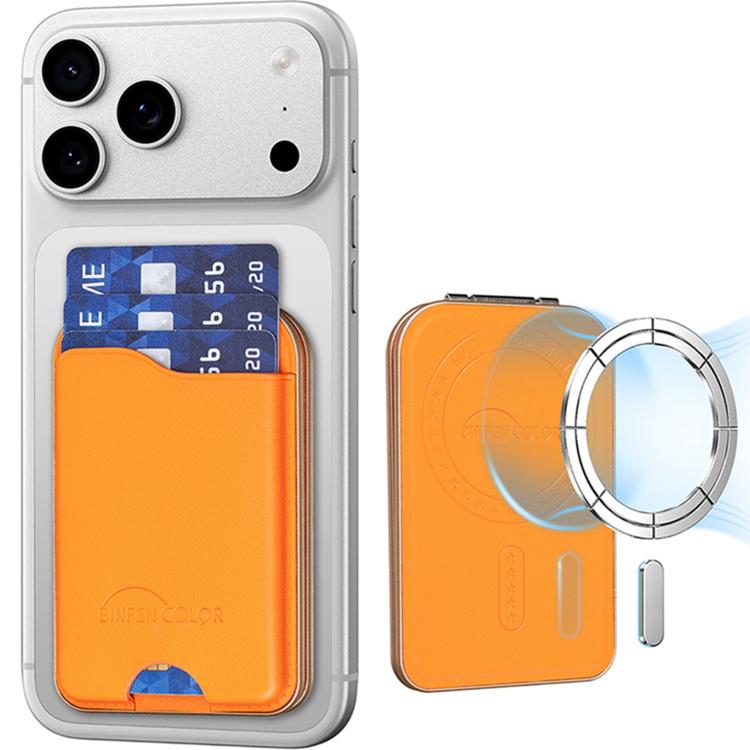 BFK47 Portafoglio in pelle con cerniera in metallo, specchio magnetico e funzione di supporto