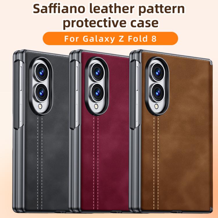 Custodia protettiva per telefono con cerniera e texture effetto pelle di pecora, For Galaxy Z Fold8 5G