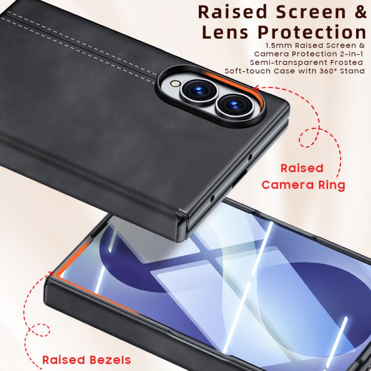 Custodia protettiva per telefono con cerniera e texture effetto pelle di pecora, For Galaxy Z Fold8 5G