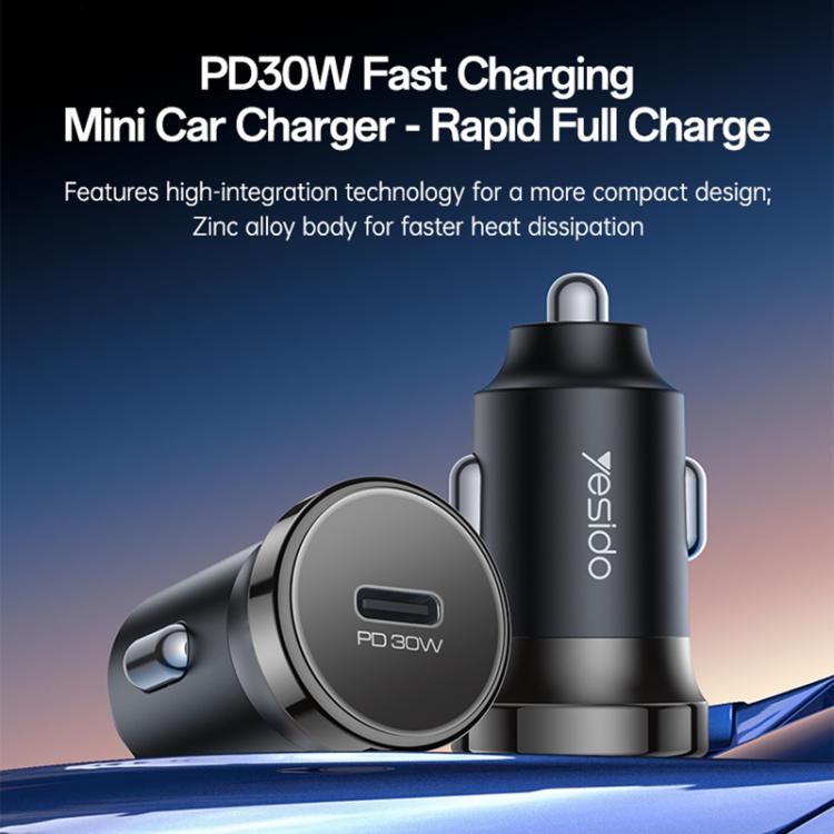 Caricabatterie da auto mini Yesido Y74 PD30W con porta USB-C/Type-C singola., Y74
