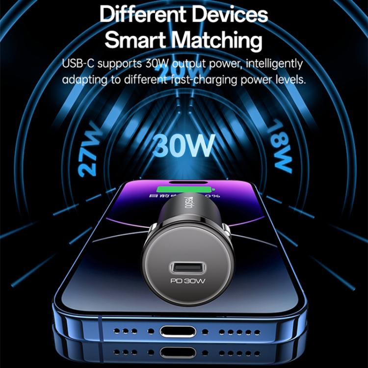 Caricabatterie da auto mini Yesido Y74 PD30W con porta USB-C/Type-C singola., Y74