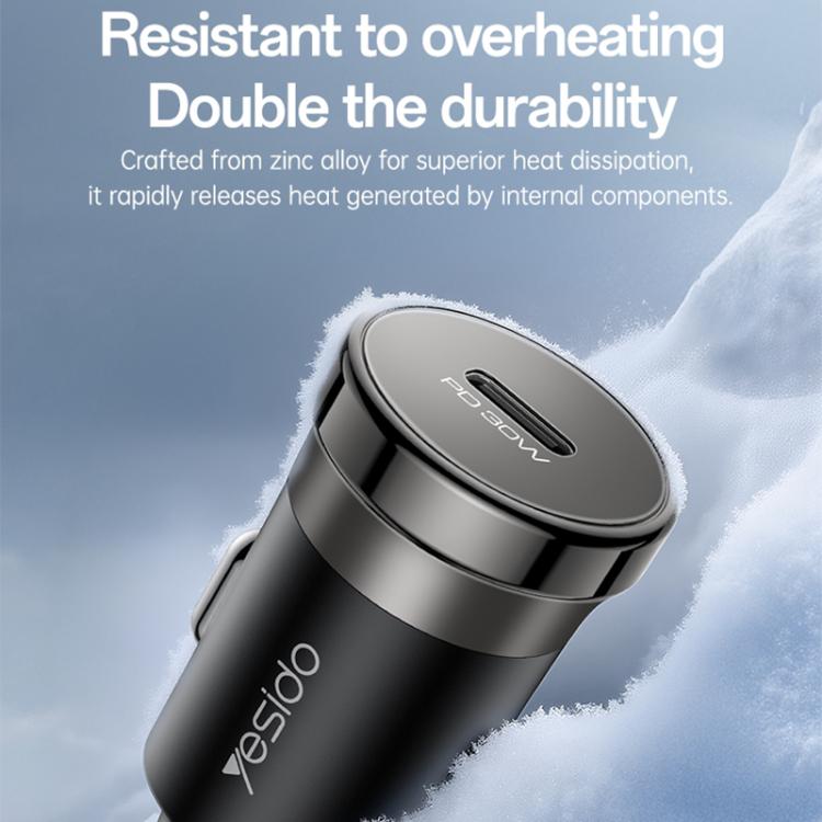 Caricabatterie da auto mini Yesido Y74 PD30W con porta USB-C/Type-C singola., Y74