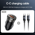 Caricabatterie da auto Yesido Y72 da 30 W con doppia porta USB-A e Type-C e cavo da Type-C a Type-C., Y72