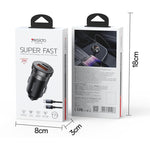 Caricabatterie da auto Yesido Y73 da 30 W con doppia porta USB-A Type-C e cavo da Type-C a 8 pin., Y73