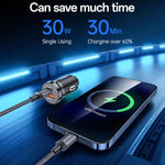 Caricabatterie da auto Yesido Y73 da 30 W con doppia porta USB-A Type-C e cavo da Type-C a 8 pin., Y73