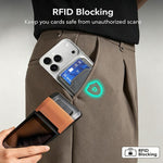 Borsa porta carte in pelle magnetica RFID verticale con cerniera in metallo BFK41