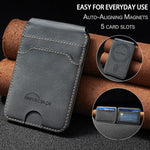 Borsa porta carte in pelle magnetica RFID verticale con cerniera in metallo BFK41