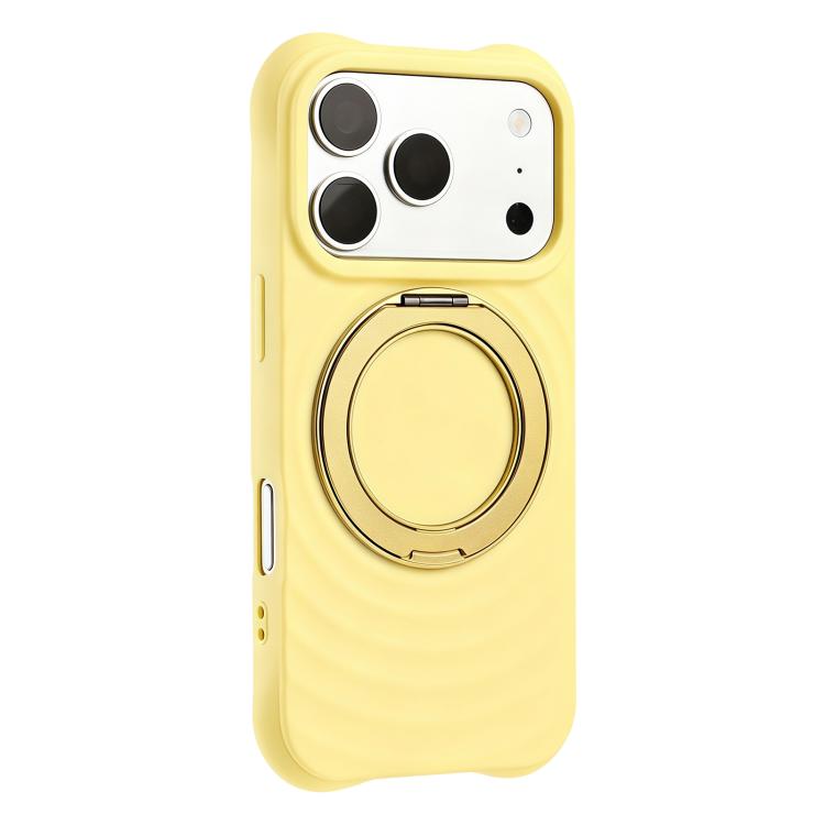 Custodia per telefono in silicone con supporto magnetico girevole a 360 gradi e texture a onde d'acqua., For iPhone 17 Pro Max, For iPhone 17 Pro, For iPhone 17