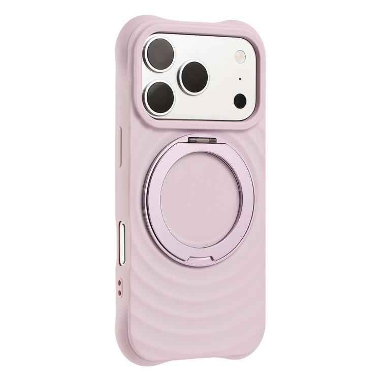 Custodia per telefono in silicone con supporto magnetico girevole a 360 gradi e texture a onde d'acqua., For iPhone 17 Pro Max, For iPhone 17 Pro, For iPhone 17