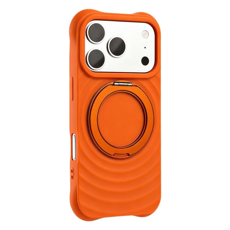 Custodia per telefono in silicone con supporto magnetico girevole a 360 gradi e texture a onde d'acqua., For iPhone 17 Pro Max, For iPhone 17 Pro, For iPhone 17