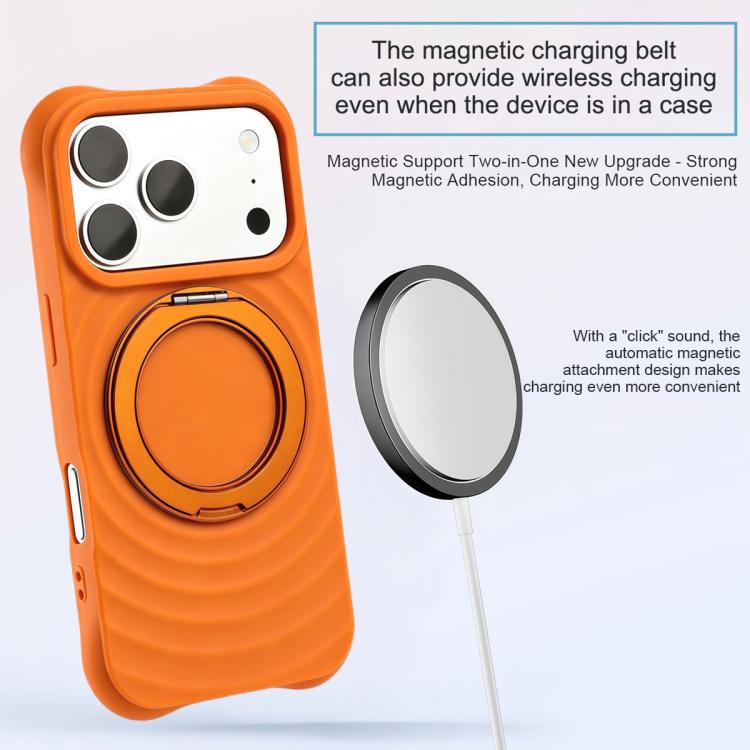 Custodia in silicone con supporto magnetico girevole per iPhone 17 Pro Max
