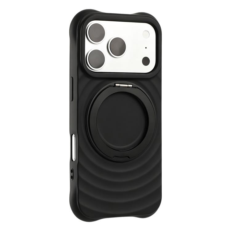 Custodia per telefono in silicone con supporto magnetico girevole a 360 gradi e texture a onde d'acqua., For iPhone 17 Pro Max, For iPhone 17 Pro, For iPhone 17