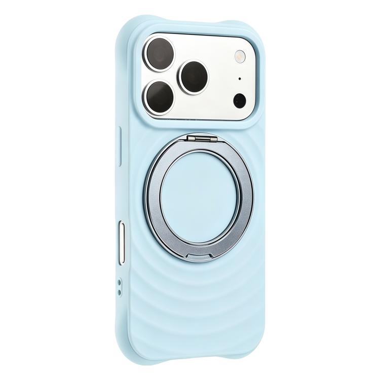Custodia per telefono in silicone con supporto magnetico girevole a 360 gradi e texture a onde d'acqua., For iPhone 17 Pro Max, For iPhone 17 Pro, For iPhone 17