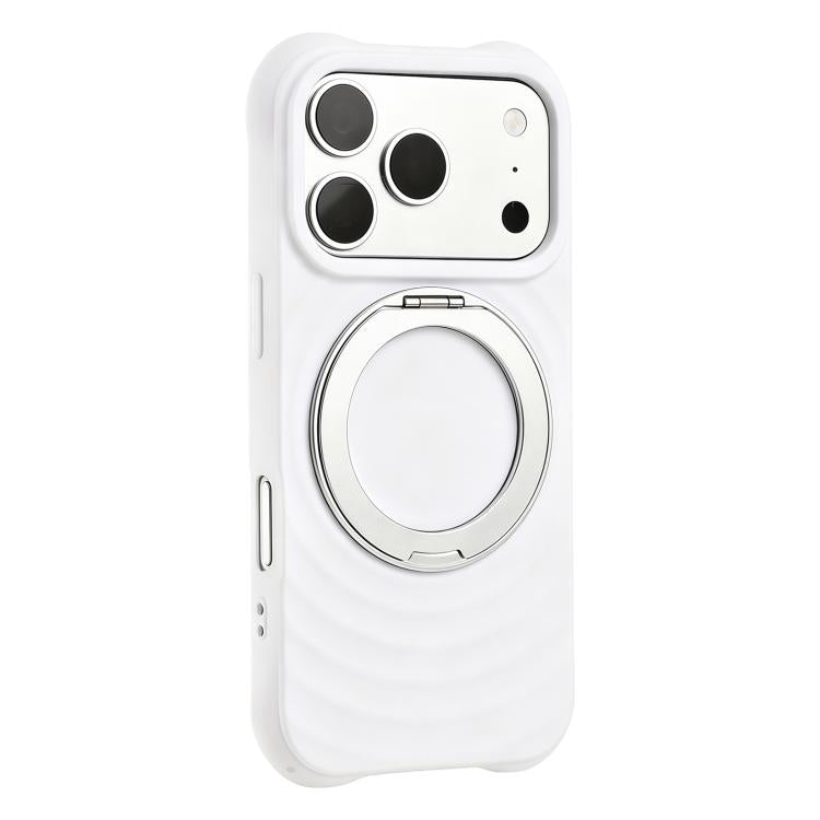 Custodia per telefono in silicone con supporto magnetico girevole a 360 gradi e texture a onde d'acqua., For iPhone 17 Pro Max, For iPhone 17 Pro, For iPhone 17