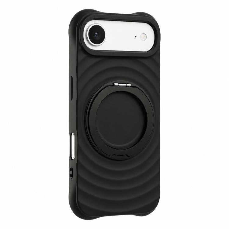 Custodia per telefono in silicone con supporto magnetico girevole a 360 gradi e texture a onde d'acqua., For iPhone Air, For iPhone 16 Pro Max, For iPhone 16 Pro