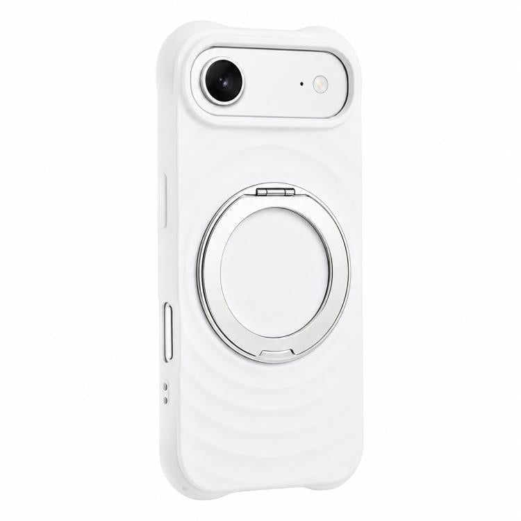 Custodia per telefono in silicone con supporto magnetico girevole a 360 gradi e texture a onde d'acqua., For iPhone Air, For iPhone 16 Pro Max, For iPhone 16 Pro