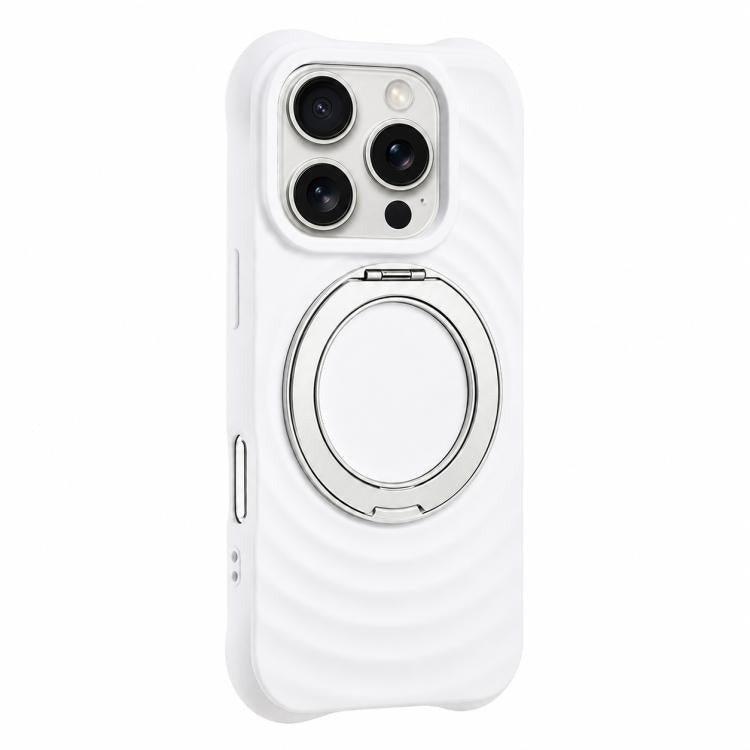 Custodia per telefono in silicone con supporto magnetico girevole a 360 gradi e texture a onde d'acqua., For iPhone Air, For iPhone 16 Pro Max, For iPhone 16 Pro
