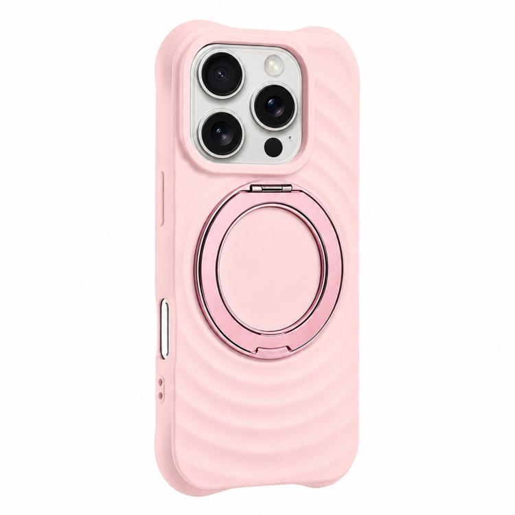 Custodia per telefono in silicone con supporto magnetico girevole a 360 gradi e texture a onde d'acqua., For iPhone Air, For iPhone 16 Pro Max, For iPhone 16 Pro