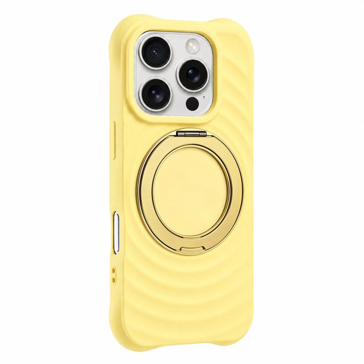 Custodia per telefono in silicone con supporto magnetico girevole a 360 gradi e texture a onde d'acqua., For iPhone Air, For iPhone 16 Pro Max, For iPhone 16 Pro
