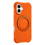 Custodia per telefono in silicone con supporto magnetico girevole a 360 gradi e texture a onde d'acqua., For iPhone 16 Plus, For iPhone 16, For iPhone 15 Pro Max
