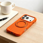 Custodia per telefono in silicone con supporto magnetico girevole a 360 gradi e texture a onde d'acqua., For iPhone 16 Plus, For iPhone 16, For iPhone 15 Pro Max