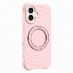 Custodia per telefono in silicone con supporto magnetico girevole a 360 gradi e texture a onde d'acqua., For iPhone 16 Plus, For iPhone 16, For iPhone 15 Pro Max