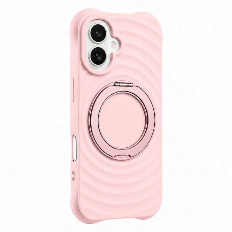 Custodia per telefono in silicone con supporto magnetico girevole a 360 gradi e texture a onde d'acqua., For iPhone 16 Plus, For iPhone 16, For iPhone 15 Pro Max
