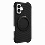 Custodia per telefono in silicone con supporto magnetico girevole a 360 gradi e texture a onde d'acqua., For iPhone 16 Plus, For iPhone 16, For iPhone 15 Pro Max