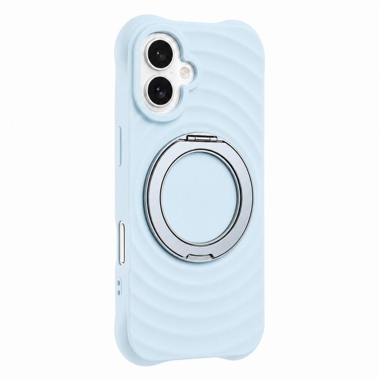 Custodia per telefono in silicone con supporto magnetico girevole a 360 gradi e texture a onde d'acqua., For iPhone 16 Plus, For iPhone 16, For iPhone 15 Pro Max