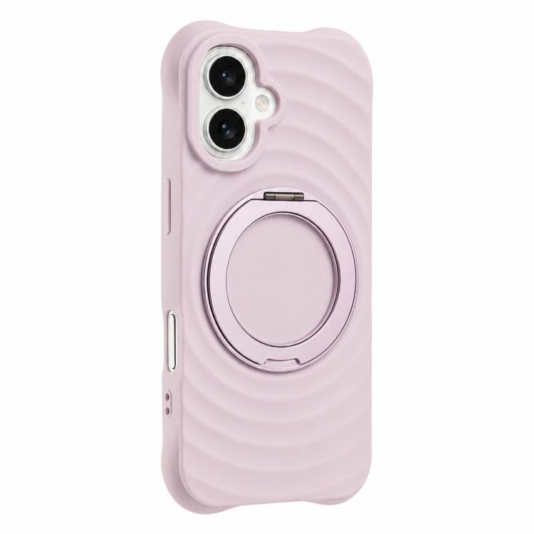 Custodia per telefono in silicone con supporto magnetico girevole a 360 gradi e texture a onde d'acqua., For iPhone 16 Plus, For iPhone 16, For iPhone 15 Pro Max