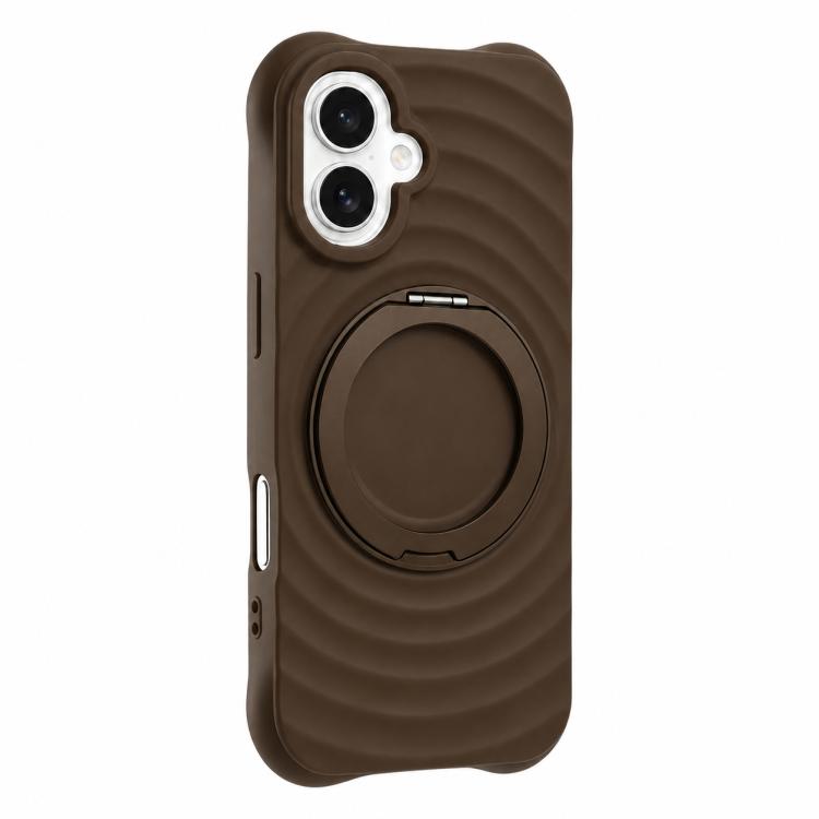 Custodia per telefono in silicone con supporto magnetico girevole a 360 gradi e texture a onde d'acqua., For iPhone 16 Plus, For iPhone 16, For iPhone 15 Pro Max