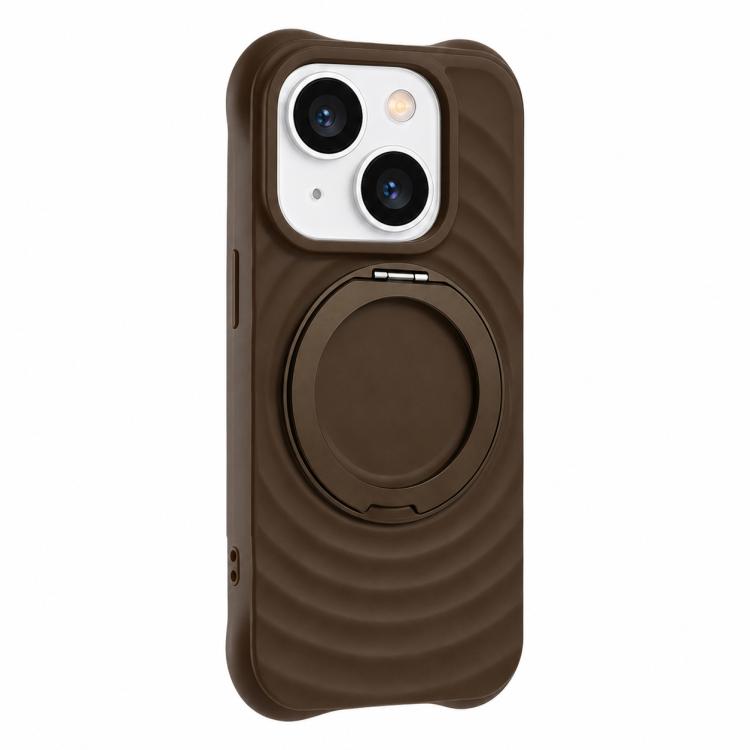 Custodia per telefono in silicone con supporto magnetico girevole a 360 gradi e texture a onde d'acqua., For iPhone 15 Pro, For iPhone 15, For iPhone 14 / 13