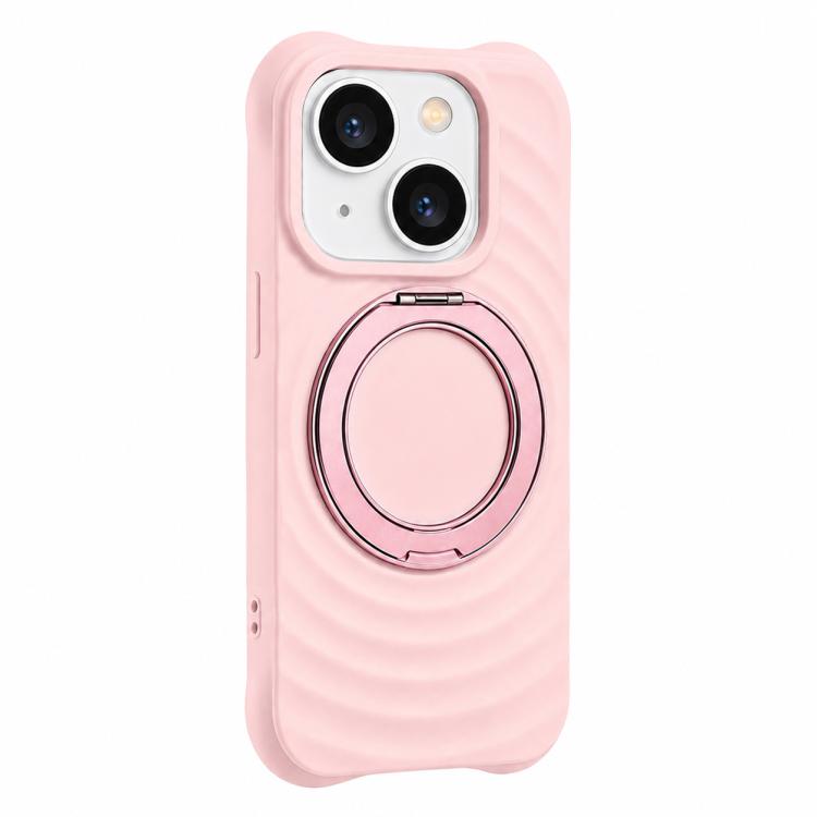 Custodia per telefono in silicone con supporto magnetico girevole a 360 gradi e texture a onde d'acqua., For iPhone 15 Pro, For iPhone 15, For iPhone 14 / 13