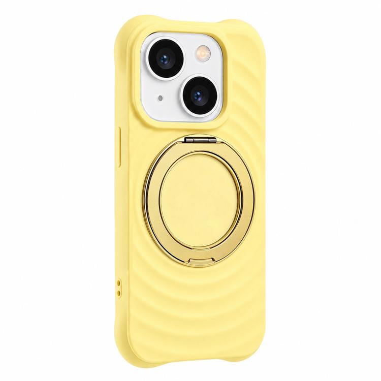 Custodia per telefono in silicone con supporto magnetico girevole a 360 gradi e texture a onde d'acqua., For iPhone 15 Pro, For iPhone 15, For iPhone 14 / 13