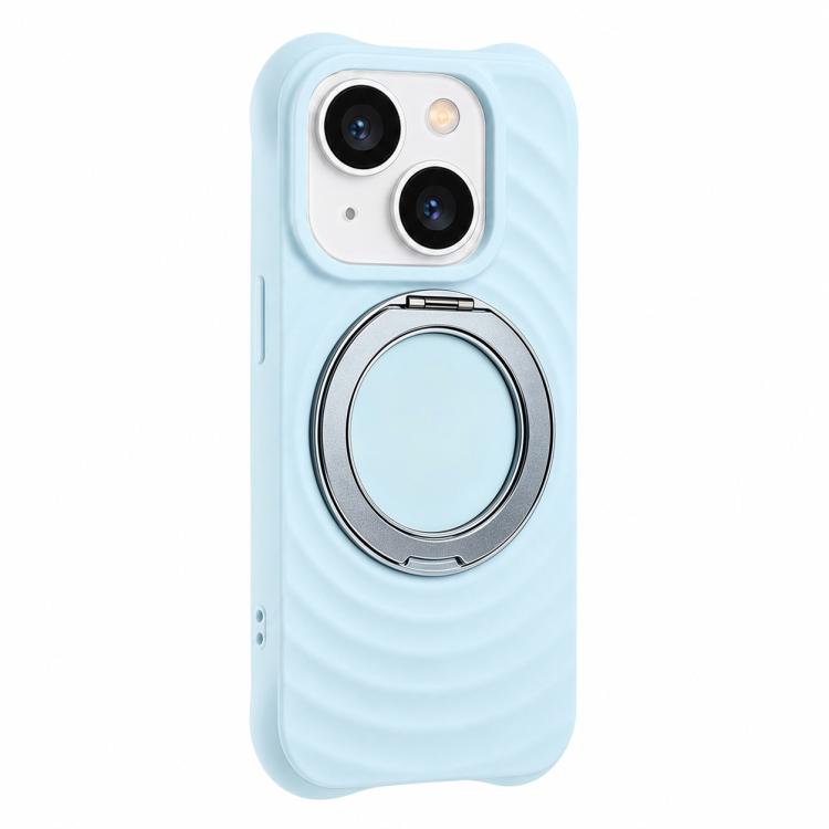 Custodia per telefono in silicone con supporto magnetico girevole a 360 gradi e texture a onde d'acqua., For iPhone 15 Pro, For iPhone 15, For iPhone 14 / 13