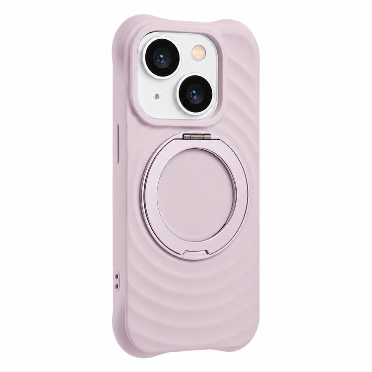 Custodia per telefono in silicone con supporto magnetico girevole a 360 gradi e texture a onde d'acqua., For iPhone 15 Pro, For iPhone 15, For iPhone 14 / 13