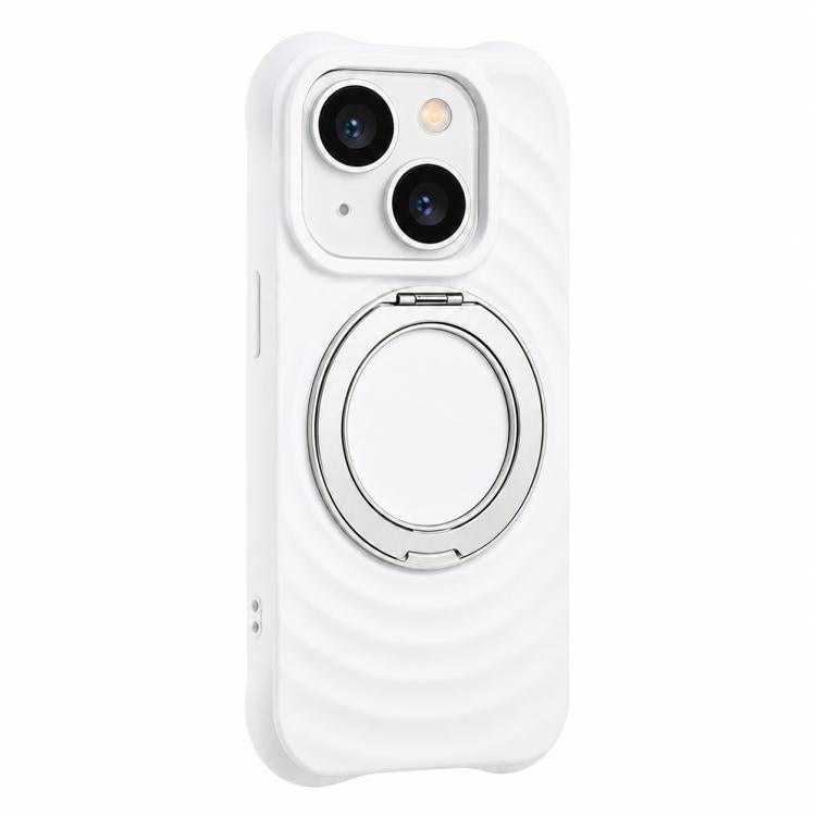 Custodia per telefono in silicone con supporto magnetico girevole a 360 gradi e texture a onde d'acqua., For iPhone 15 Pro, For iPhone 15, For iPhone 14 / 13