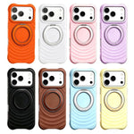 Custodia per telefono in silicone con supporto magnetico girevole a 360 gradi e texture a onde d'acqua., For iPhone 16 Plus, For iPhone 16, For iPhone 15 Pro Max
