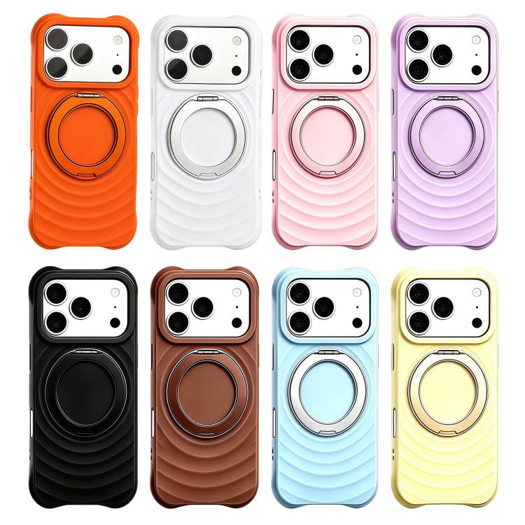 Custodia per telefono in silicone con supporto magnetico girevole a 360 gradi e texture a onde d'acqua., For iPhone 16 Plus, For iPhone 16, For iPhone 15 Pro Max