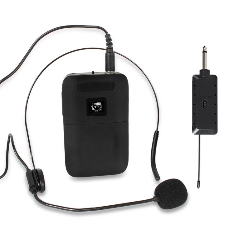 Microfono wireless VHF doppio canale E8 2 in 1 headset lavalier