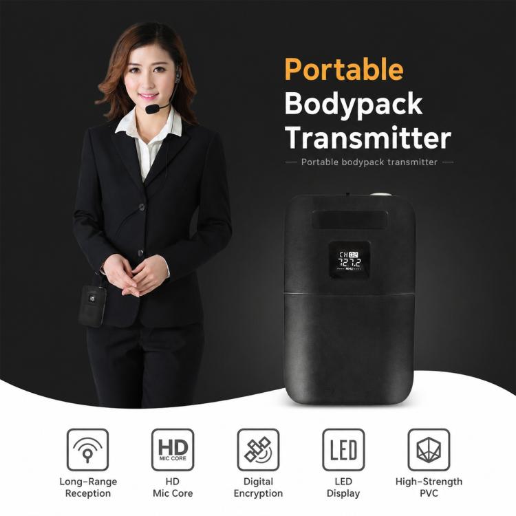 Microfono wireless VHF a doppio canale E8 2 in 1, Headset, Lavalier