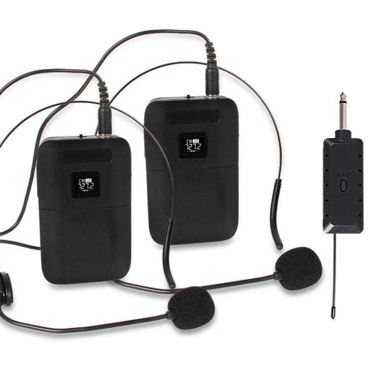 Microfono wireless VHF doppio canale E8 con headset e lavalier