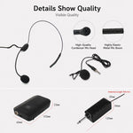 Microfono wireless VHF a doppio canale E8 da 1 a 2, Headset, Lavalier