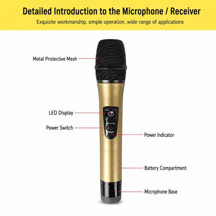 Microfono palmare wireless VHF 2 in 1 E8 con riduzione del rumore